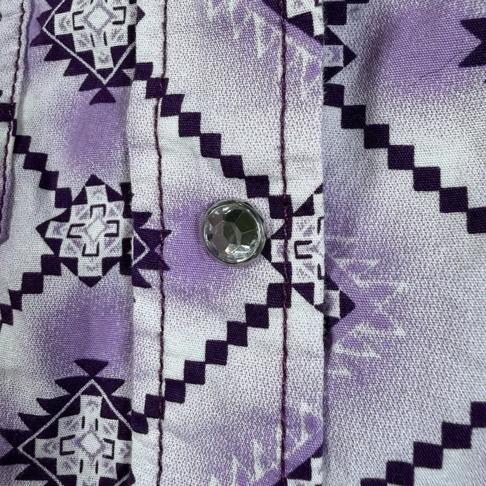 Cowgirl Hardware Western Shirt Girls 6/S Long Sleeve Aztec Purple Crystal Snaps - Picture 12 of 14